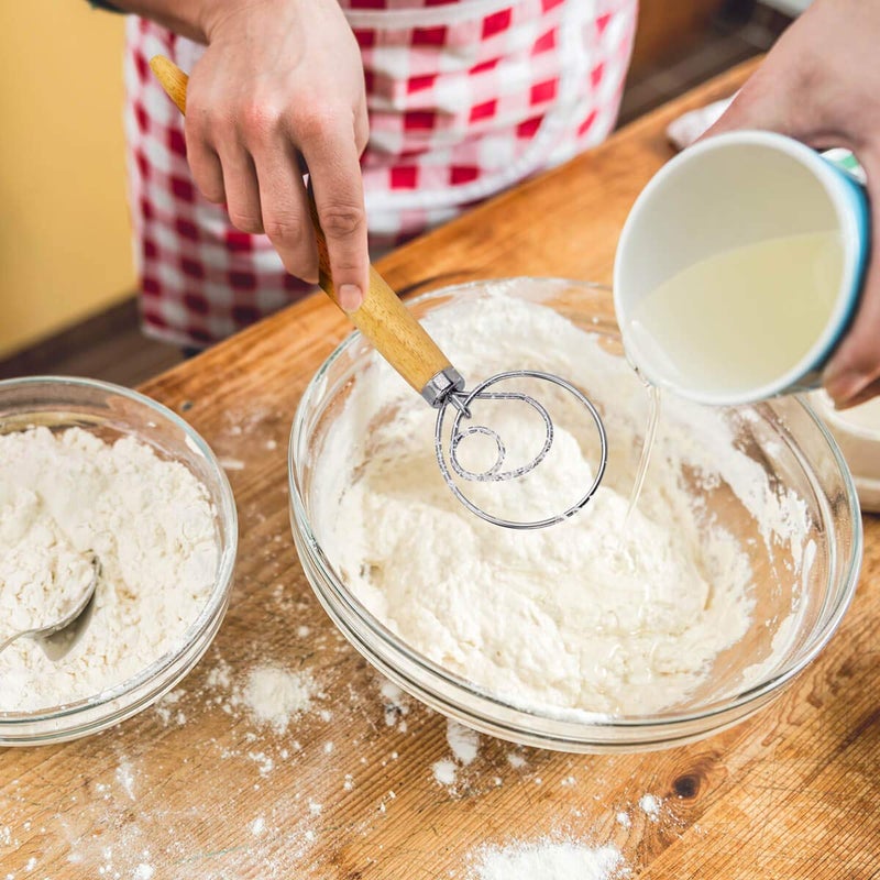 FUANRTK Danish Dough Whisk Bread Mixerï¼Œ2 Pack Premium Stainless Steel Dutch Whisk With a Dough Scraper for Bread, Pastry or Pizza Dough - Perfect Baking - Image 5